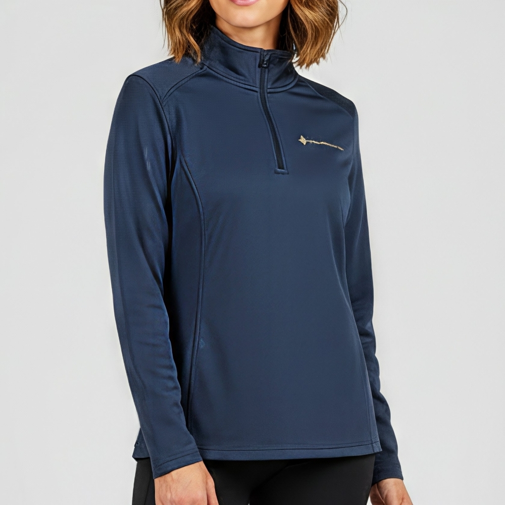 Columbia 1/4 Zip Pullover Top Large Womens Blue Long Sleeve Fleece Lined Hiking